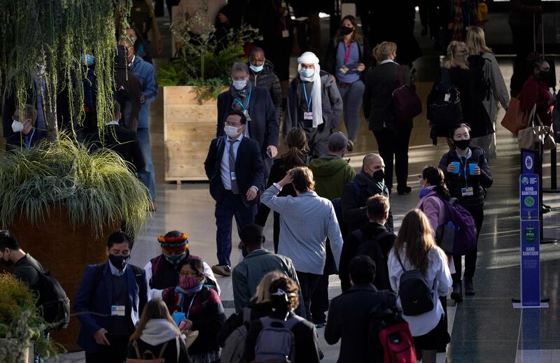 Delegates arrive for another day at the summit in Glasgow. AP Photo