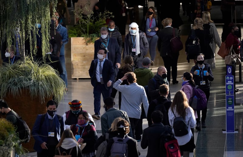 Delegates arrive for another day at the summit in Glasgow. AP Photo