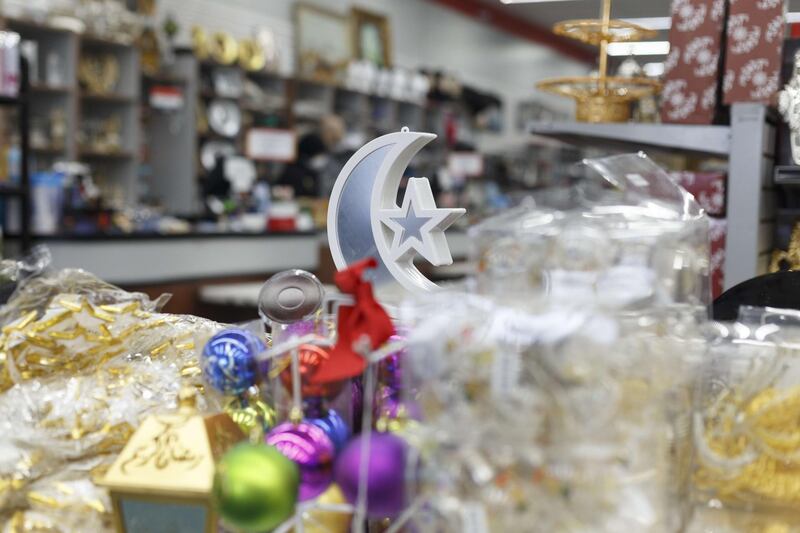 Ramadan decorations are displayed at Heights Kitchenware on the first day of Ramadan in  Dearborn Heights, Michigan. Getty Images via AFP