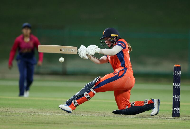 Netherlands' Frederique Overdijk hits out on her way to 12