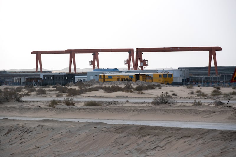 An Etihad Rail depot at Saih Shuaib.