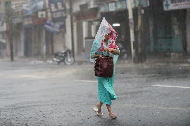 Monsoon rains Jammu, India.