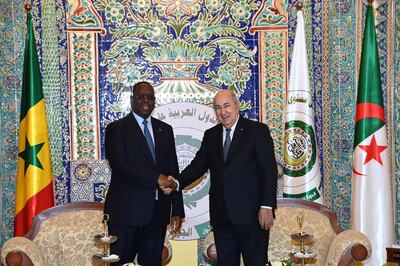 Algerian President Abdelmadjid Tebboune, right, pictured with African Union President Macky Sall in 2022, has yet to announce his intention to run for a second term. EPA