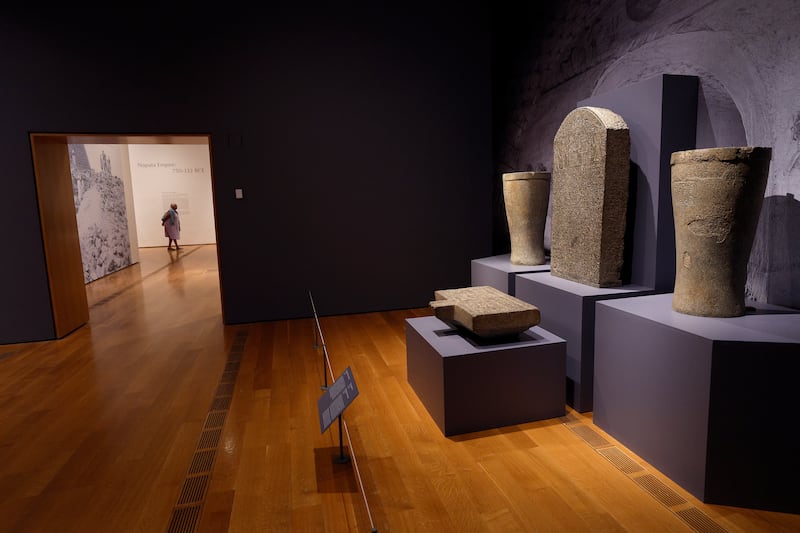 Ancient objects on display during the exhibition preview