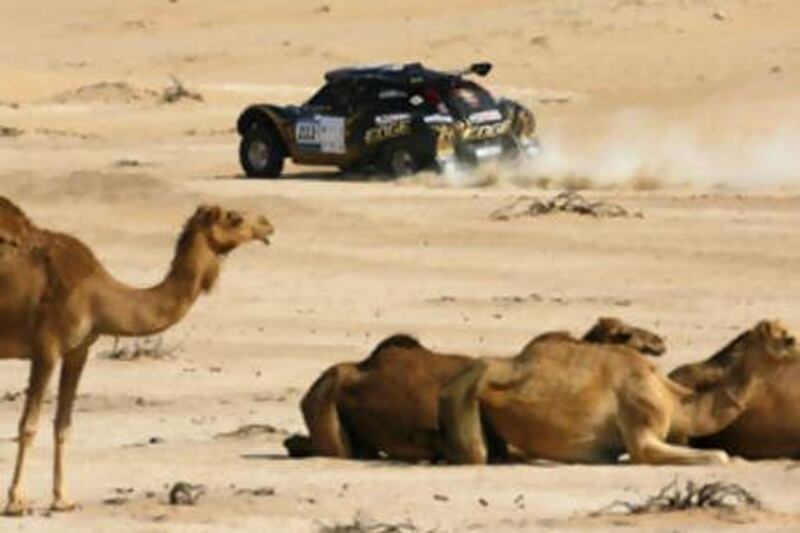 Britain's Mark Powell and Tim Ansell drive their Honda during last year's UAE Desert Challenge.