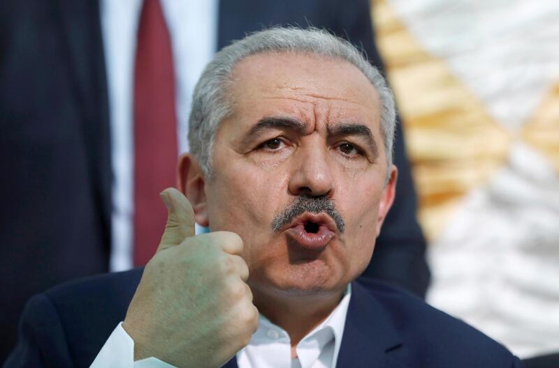 Palestinian Prime Minister Mohammad Shtayyeh speaks during the leadership meeting to discuss the Israeli planned annexation of parts of the occupied West Bank, in Jordan Valley June 24, 2020. REUTERS/Mohamad Torokman?