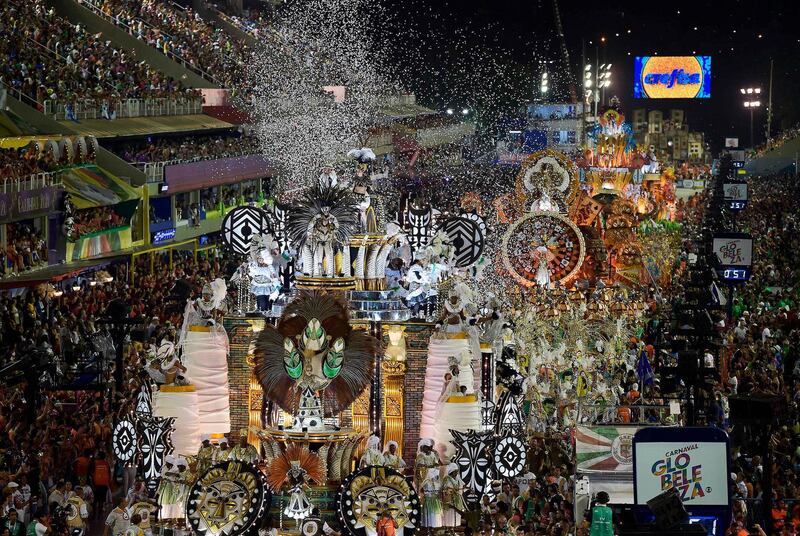 Members of the Grande Rio samba school perform on February 23. AFP