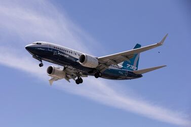 A Boeing 737 Max during a test flight near the Boeing Field in Seattle, Washington. Reuters