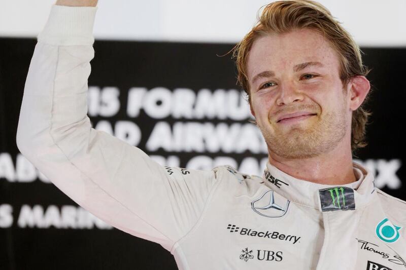 Nico Rosberg celebrates on the podium after winning the Abu Dhabi Grand Prix last Sunday. Christopher Pike / The National / November 29, 2016