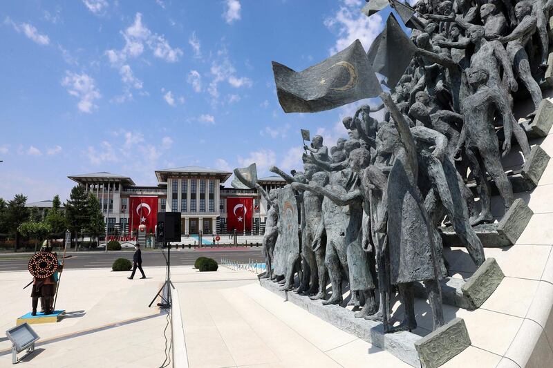 The July 15 Monument in Ankara during the July 15 Democracy and National Unity Day's events held to mark the fourth anniversary of the failed coup. AFP