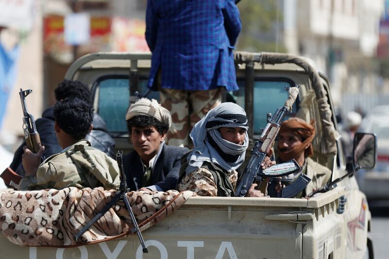 Houthi fighters ride on the back of a truck as clashes with forces loyal to Yemen's former president Ali Abdullah Saleh continue in Sanaa, Yemen December 4, 2017. REUTERS/Khaled Abdullah