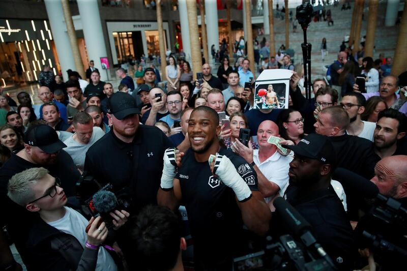 Anthony Joshua during the public work-out at Brookfield Place in New York ahead of his heavyweight world title fight with Andy Ruiz Jr. Press Association