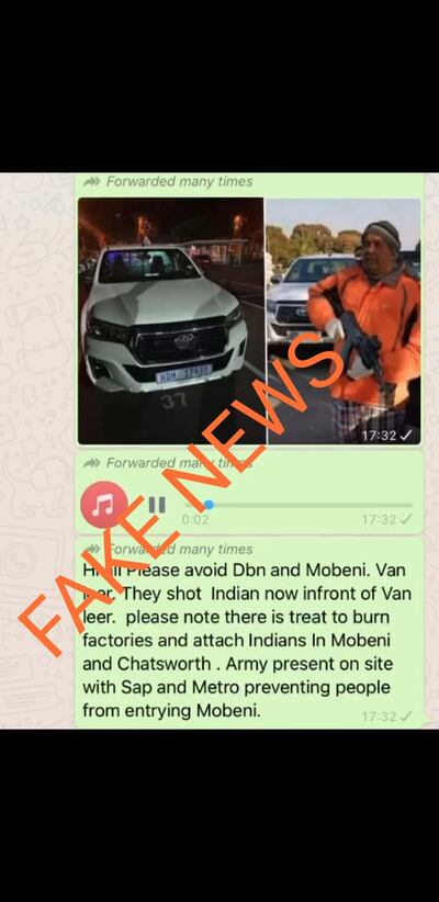 Phoenix police issued screenshots of fake new spreading on WhatsApp to discredit the lies. 
