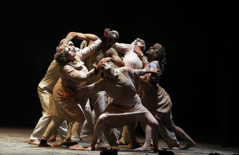 Tunisian dance group performs 'MAY B' by Maguy Marin during the closing show of the 5th Carthage Choreographers Days in Tunis, Tunisia, 17 June 2023.  The 5th edition of the event will take place from 10-17 June 2023.   EPA / MOHAMED MESSARA