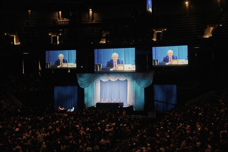 Warren Buffett, chairman and chief executive officer of Berkshire Hathaway, during the company's annual meeting in Omaha, Nebraska, US, on April 30. Bloomberg