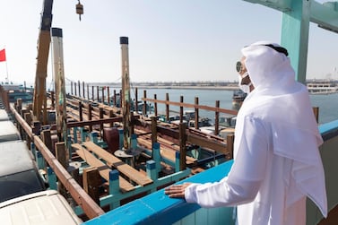Mohammed Obaid Al Falasi is co-owner of 'Obaid', the world's largest wooden dhow that is currently docked in Deira. Antonie Robertson / The National