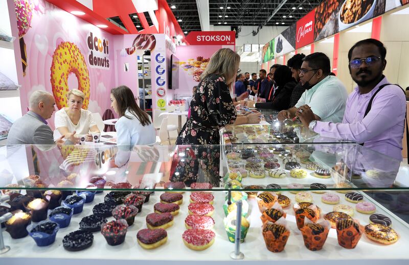 A doughnut stand at the Gulfood exhibition.