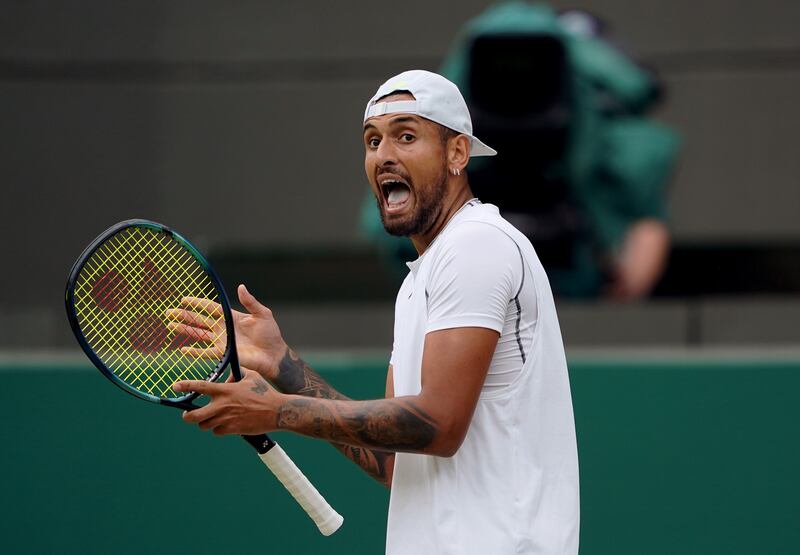 Nick Kyrgios during his quarter-final against Cristian Garin. PA