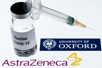 (FILES) This file illustration picture taken in Paris on November 23, 2020 shows a syringe and a bottle reading "Covid-19 Vaccine" next to AstraZeneca company and University of Oxford logos.
      The Covid-19 vaccine developed by the British drugs group AstraZeneca and the University of Oxford has achieved a "winning formula" for efficacy, the company's chief executive said on Sunday, December 27. / AFP / JOEL SAGET
