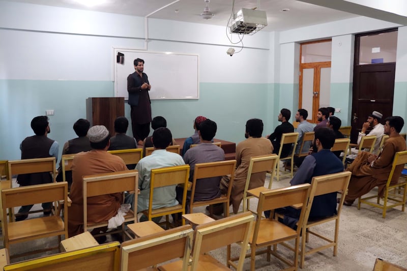 A class at Mirwais Neeka University, Kandahar. EPA