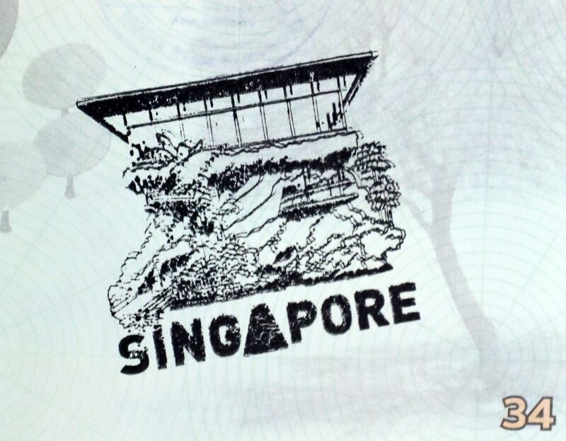 Passport stamp for the pavilion of Singapore.
