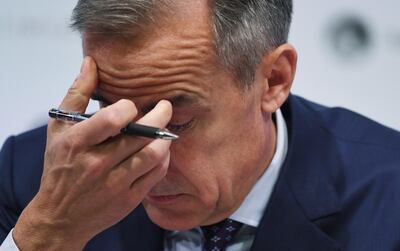 epa06923717 The Governor of the Bank of England Mark Carney speaks to reporters during a press conference in the Bank of England in London, Britain, 02 August 2018. Bank of England's monetary policy commitee has raised interest rates to 0.75 percent, the highest level since 2009.  EPA/FACUNDO ARRIZABALAGA