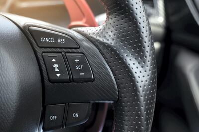 Steering wheel. Multi function buttons on steering wheel in car