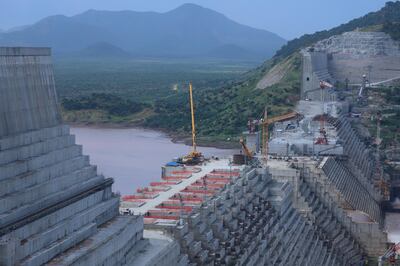 FILE PHOTO: Ethiopia's Grand Renaissance Dam is seen as it undergoes construction work on the river Nile in Guba Woreda, Benishangul Gumuz Region, Ethiopia September 26, 2019. REUTERS/Tiksa Negeri/File Photo