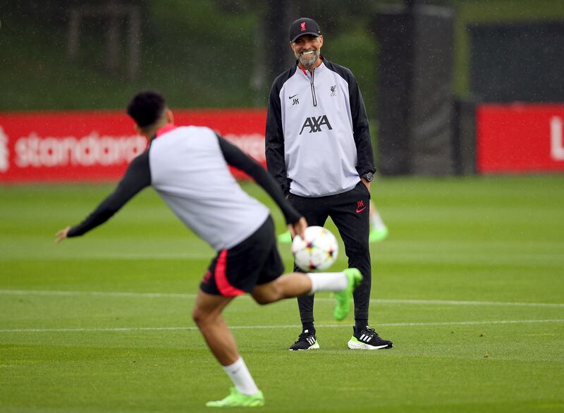 Liverpool manager Jurgen Klopp watching his players train. PA