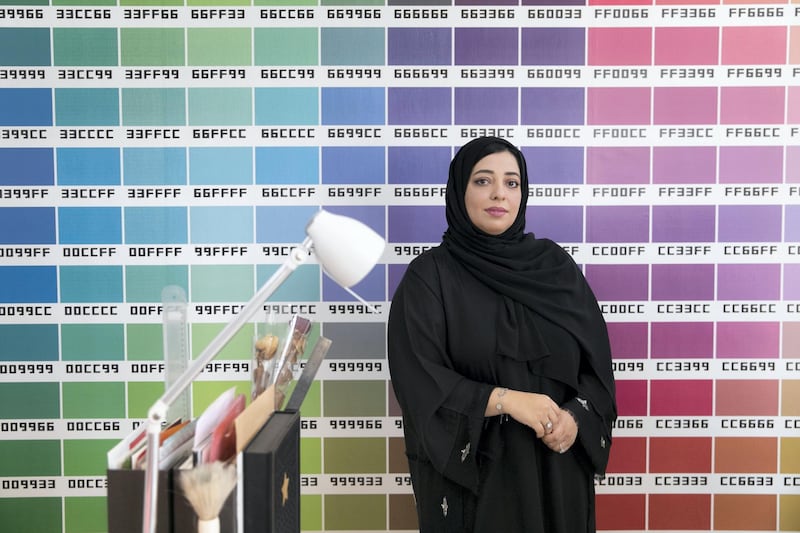 FUJAIRAH, UNITED ARAB EMIRATES - DECEMBER 20, 2018. Kholoud Al Kendi, founder of Retaj Design, is a young Emirati entrepreneur who left her job as a banker to follow her passion in graphic ?designing.(Photo by Reem Mohammed/The National)Reporter: RUBA HAZASection:    NA
