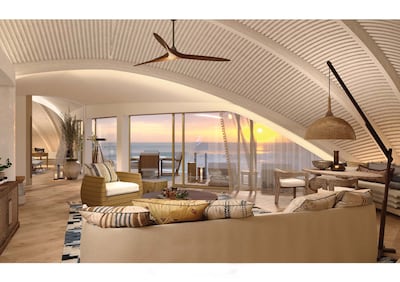 A shell-shaped villa at Nujuma, a Ritz-Carlton Reserve in Saudi Arabia's Red Sea. Photo: Marriott International