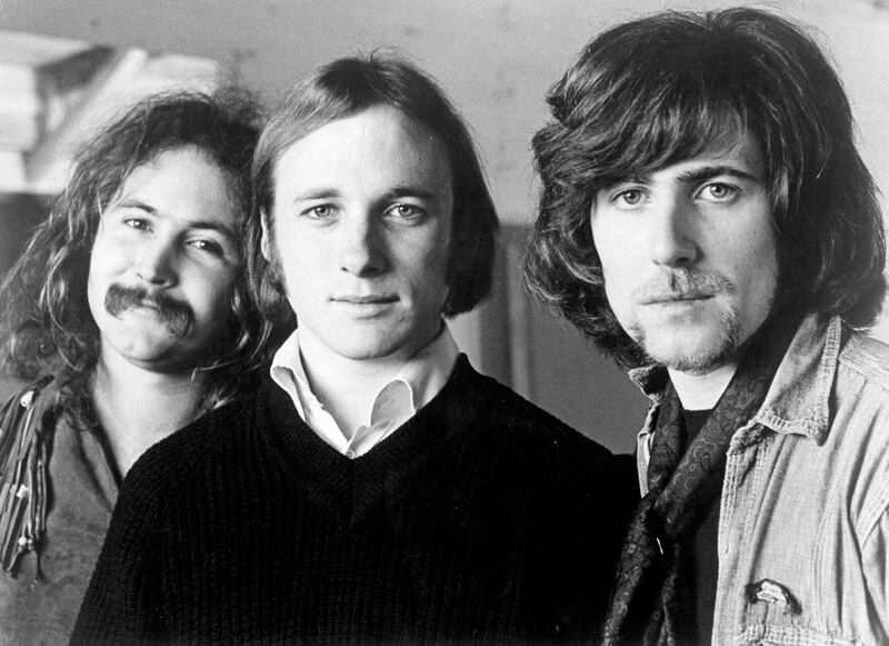 After parting with The Byrds, Crosby, left, went on to form the group Crosby, Stills and Nash, with Stephen Sills, centre, and Graham Nash, right. Getty Images