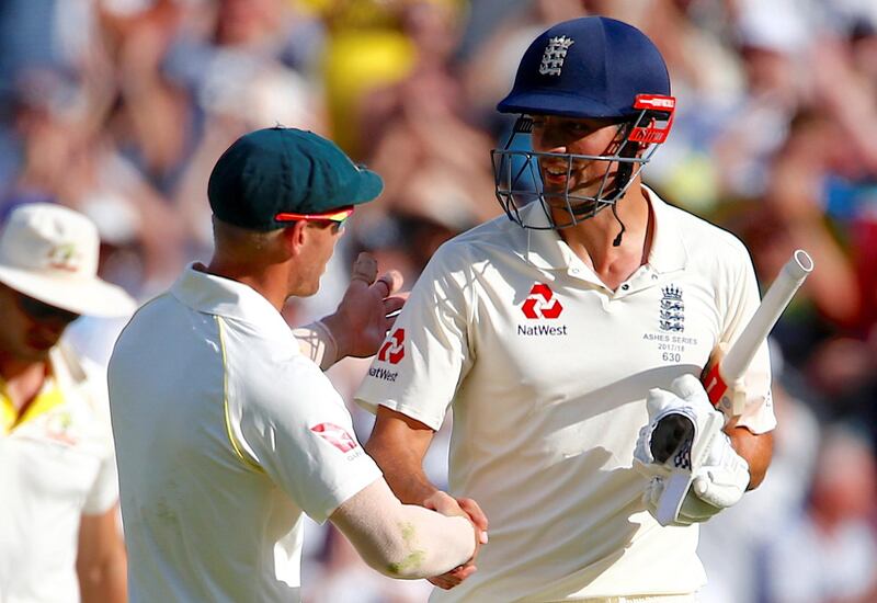 Cricket - Ashes test match - Australia v England - MCG, Melbourne, Australia, December 27, 2017. Australia's David Warner congratulates England's Alastair Cook after making his century during the second day of the fourth Ashes cricket test match.    REUTERS/David Gray