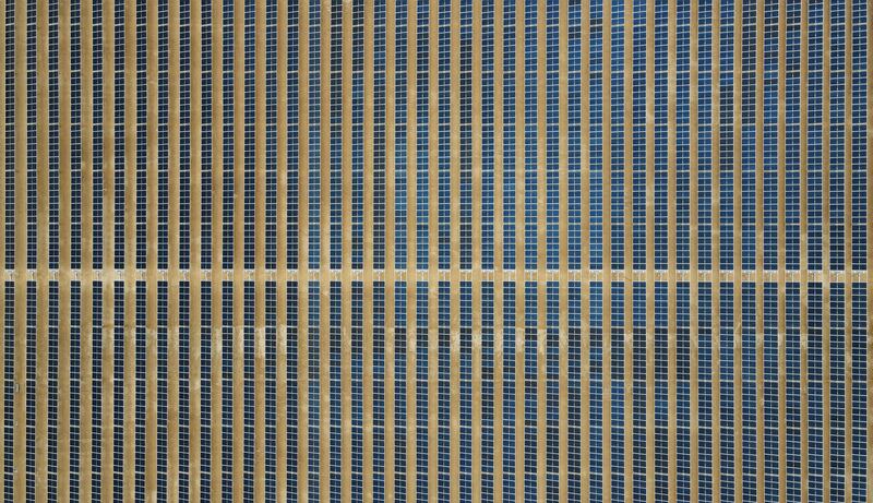 An aerial view of Mohammed bin Rashid Solar Park in Dubai in January 2022. Solar is essential to the UAE's new energy mix. All photos by Pawan Singh / The National