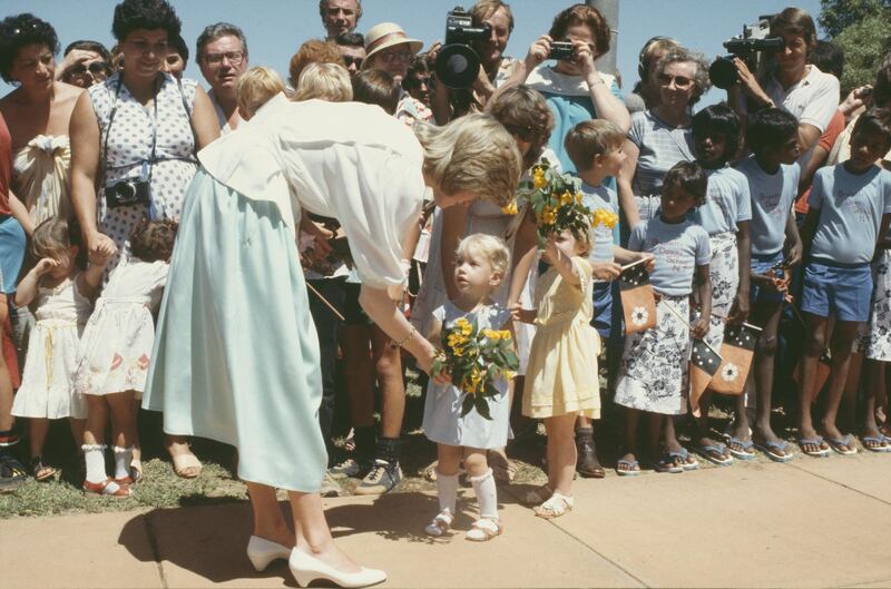 Diana, Princess of Wales  (1961 - 1997) visits Tennant Creek in the Northern Territory of Australia, March 1983.   (Photo by Jayne Fincher/Princess Diana Archive/Getty Images)