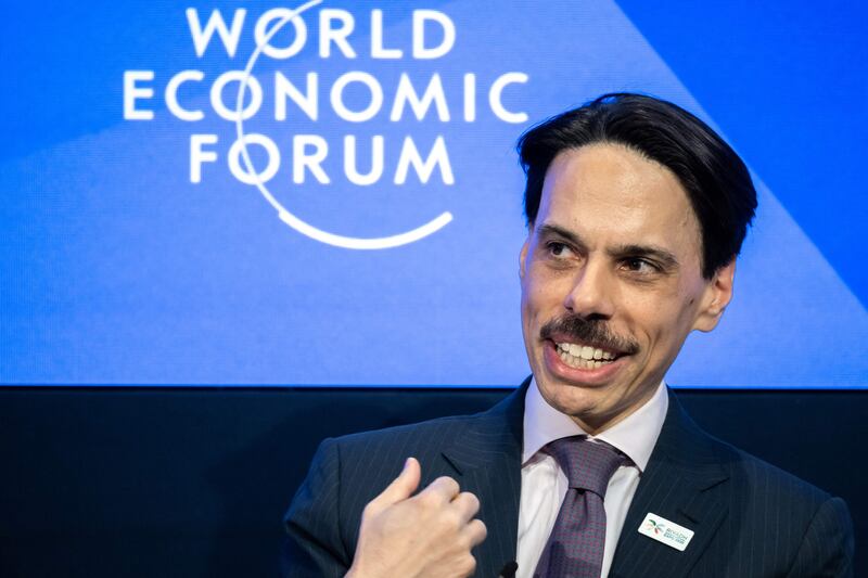 Saudi Foreign Minister Prince Faisal bin Farhan attends a session in Davos. AFP