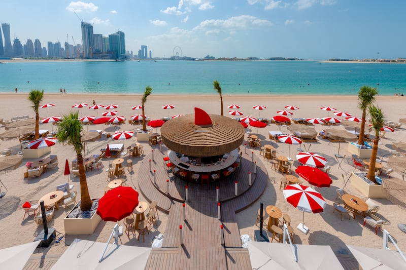 The view from the circular bar at February 30 on Palm West Beach, Dubai. Photo: Jure Ursic