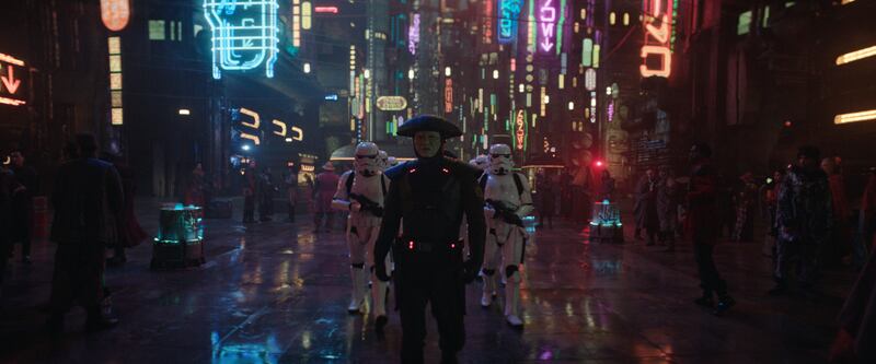 Fifth Brother (Sung Kang) with Stormtroopers in a scene. 