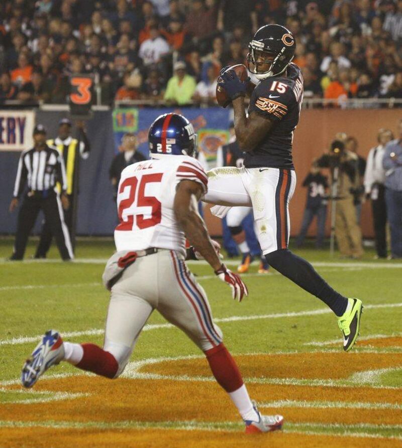 Brandon Marshall had nine catches for 87 yards and two touchdowns in a Thursday night win against the Giants. Charles Rex Arbogast / AP