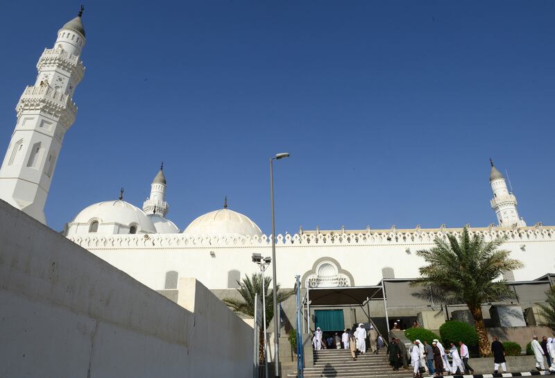 Muslim pilgrims visit Quba Mosque. Getty Images