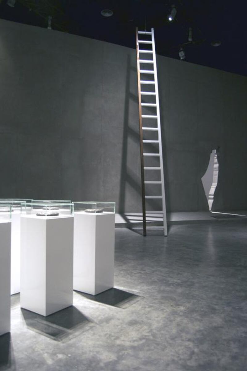 Palestinian artist Khaled Jarrar’s ladder installation. Courtesy Ayyam Gallery 