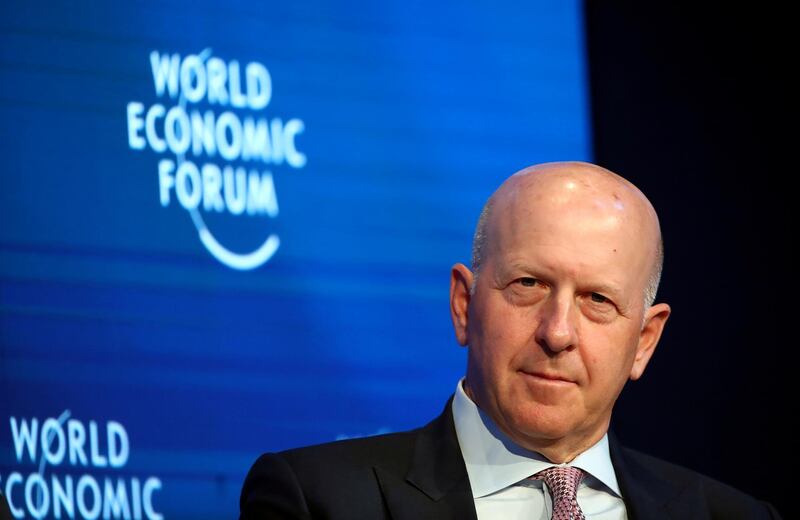 FILE PHOTO: Goldman Sachs' Chairman and CEO David Solomon attends a session at the 50th World Economic Forum (WEF) annual meeting in Davos, Switzerland, January 21, 2020. REUTERS/Denis Balibouse/File Photo