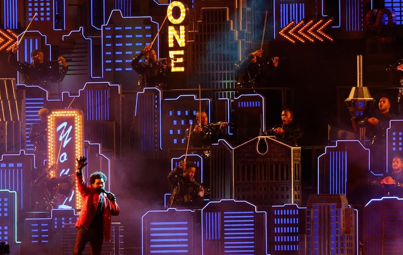 The Weeknd performed in front of a Las Vegas-style set-up. Reuters