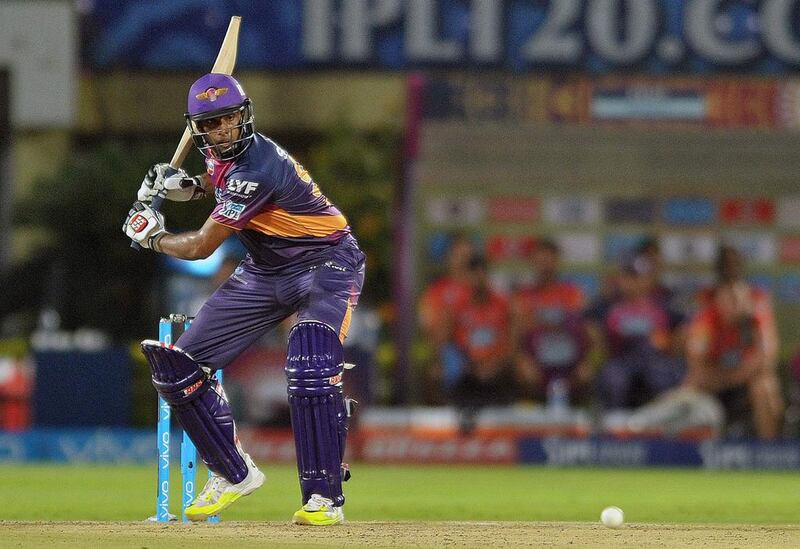 Rising Pune Supergiants batsman Ravichandran Ashwin plays a shot against Sunrisers Hyderabad. Noah Seelam / AFP