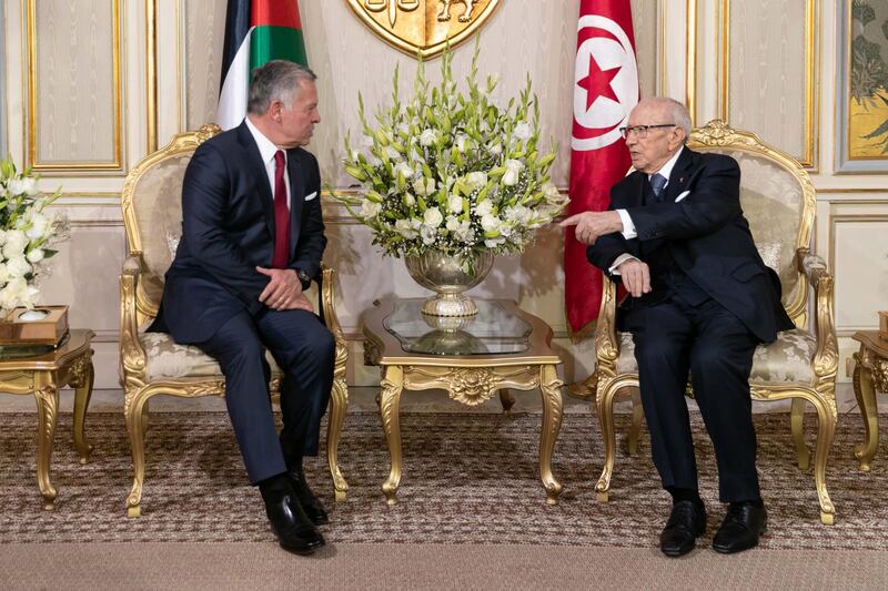 King Abdullah II of Jordan meeting President of Tunisia Beji Caid Essebsi in Tunis, Tunisia. EPA