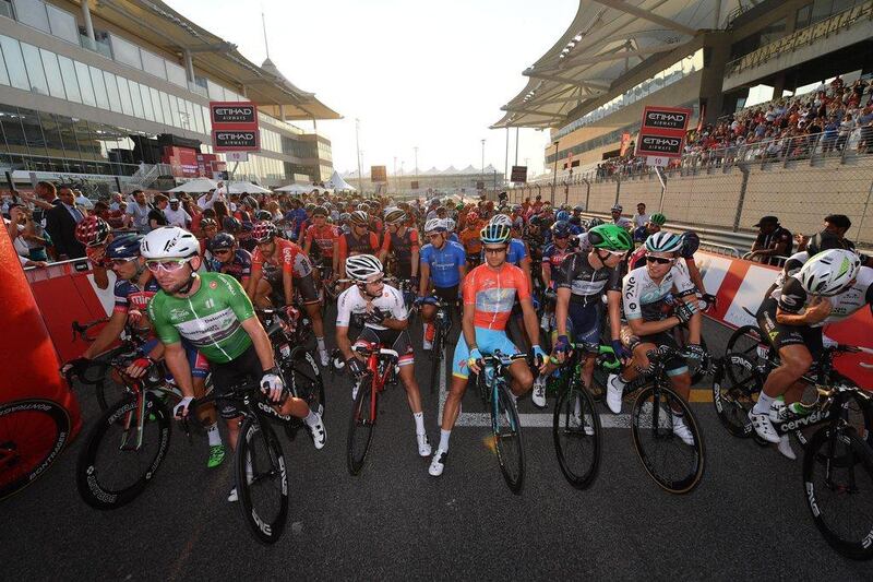 Riders at the start of the fourth stage of the Abu Dhabi Tour. Luca Zennaro / EPA