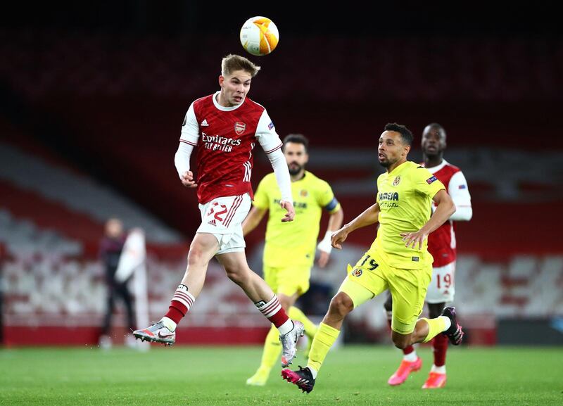 Emile Smith-Rowe 8 - The 20-year-old understood the occasion and played with intent, getting into good areas and moving the ball on to maintain an aggressive tempo with Arsenal requiring a goal to go through. Almost scored after dinking narrowly wide of the post but was unfortunate to be on the losing side. Reuters