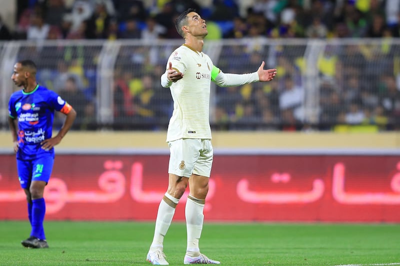 Cristiano Ronaldo looks dejected. AFP