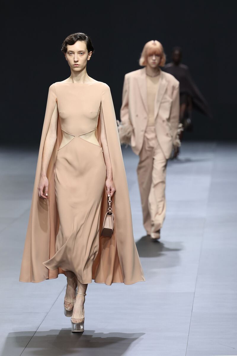 Elegant shades of nude at the Valentino womenswear spring/summer 2023 show. Getty 