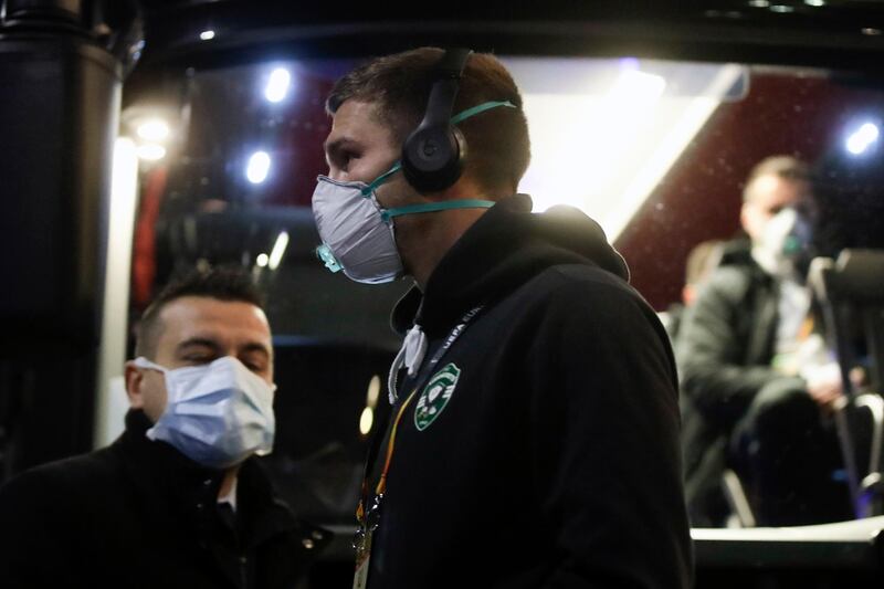 Ludogorets players heading to the San Siro stadium in Milan, where they played Inter Milan on Thursday. AP